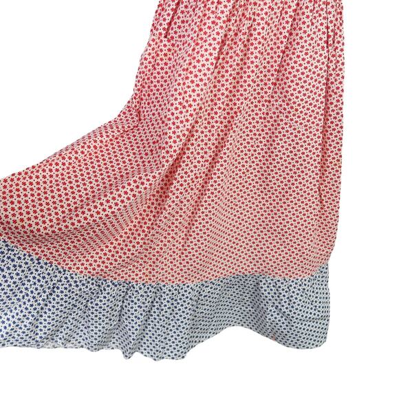 Vintage 70s red white and blue calico floral print midi prairie dress XXS - Picture 4 of 5